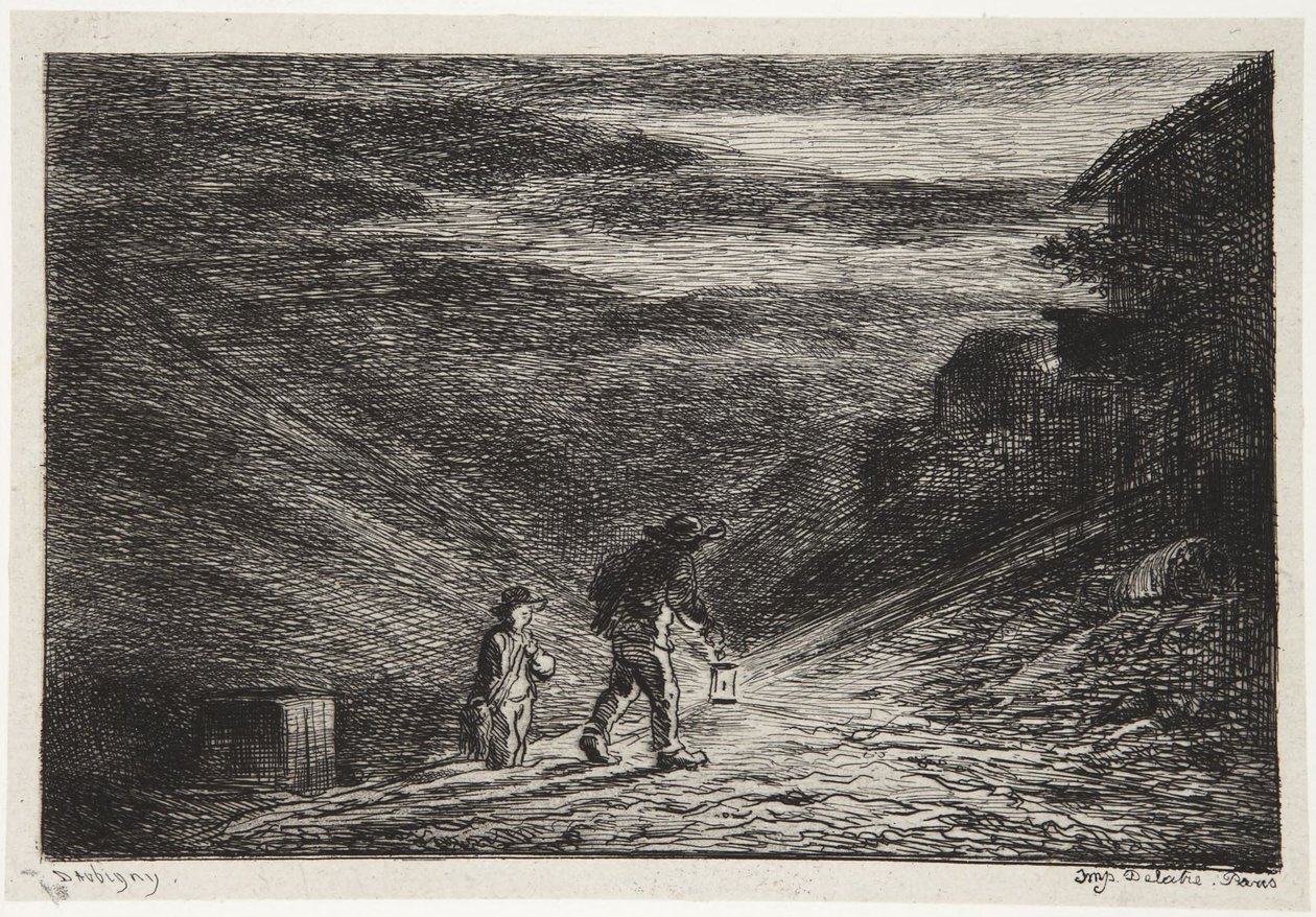 På jagt efter et værtshus af Charles Francois Daubigny