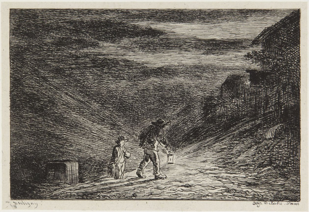 Søgningen efter et herberg af Charles Francois Daubigny