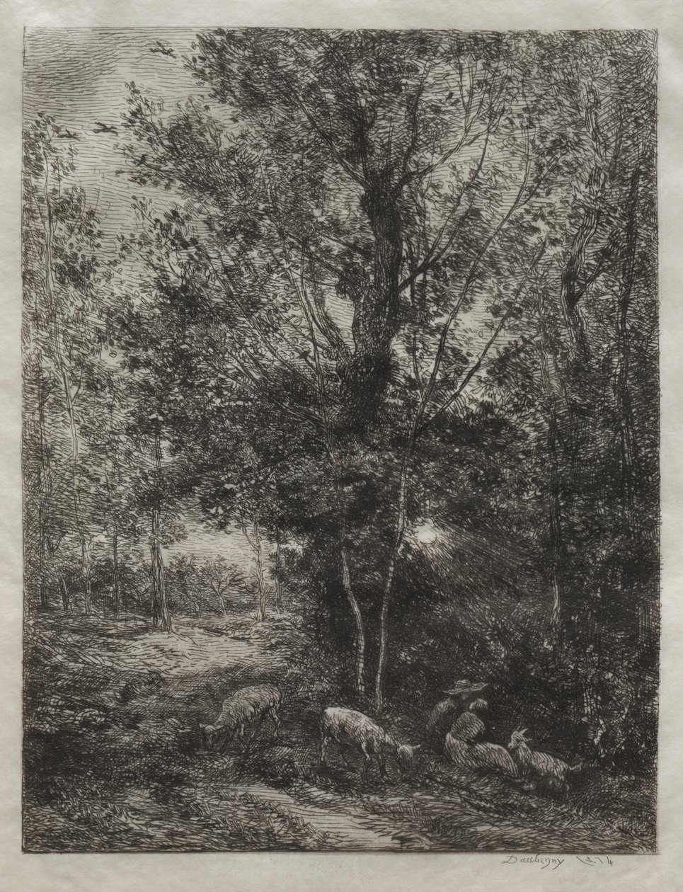 Hyrden og hyrdinden af Charles Francois Daubigny