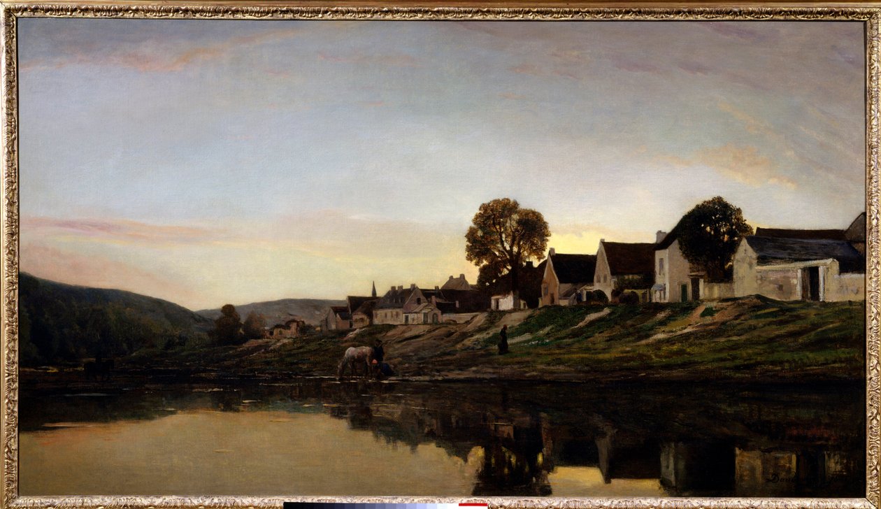 Landsby nær Bonnieres Maleri af Charles Francois Daubigny (1817-1878) 1861 Privat samling. af Charles Francois Daubigny
