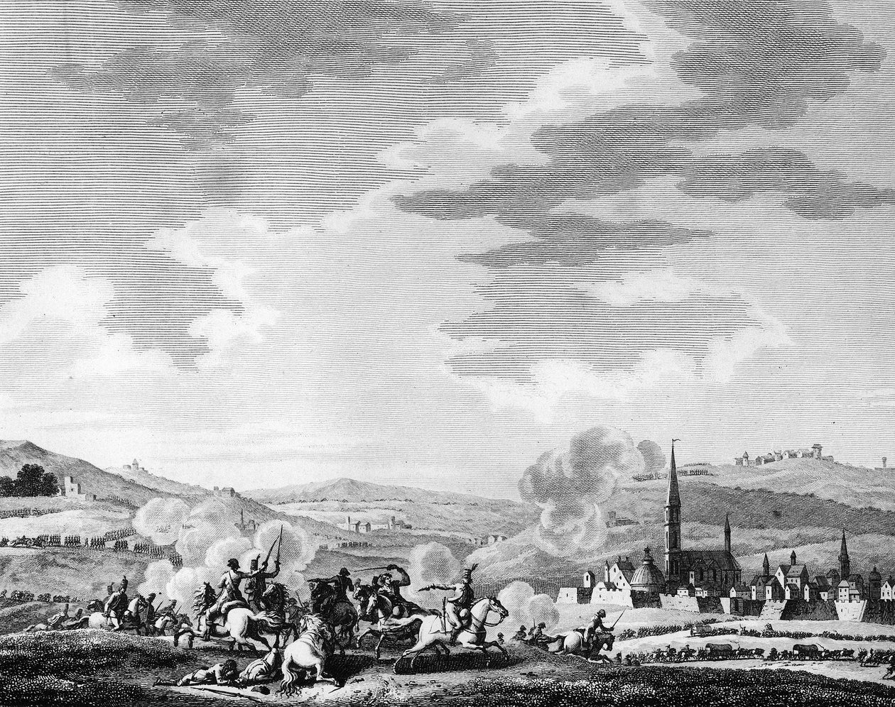 Franske revolution: Slaget ved Nerwinden den 18. marts af Charles Francois Gabriel Levachez