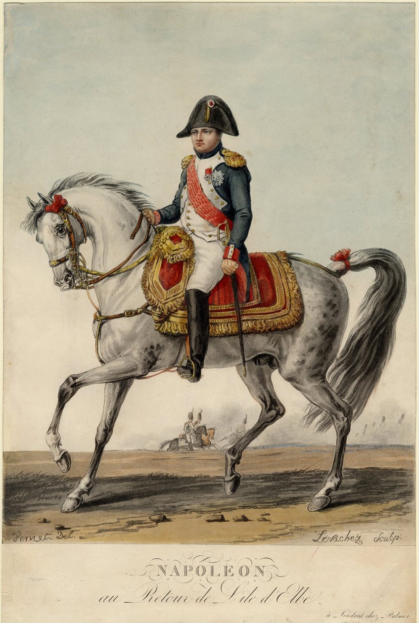 Napoleon vender tilbage fra øen Elba - Levachez, Charles Francois Gabriel (aktiv 1760-1820) - 1815 - Litografi, akvarel - 38,3x25,3 - Privat samling af Charles Francois Gabriel Levachez