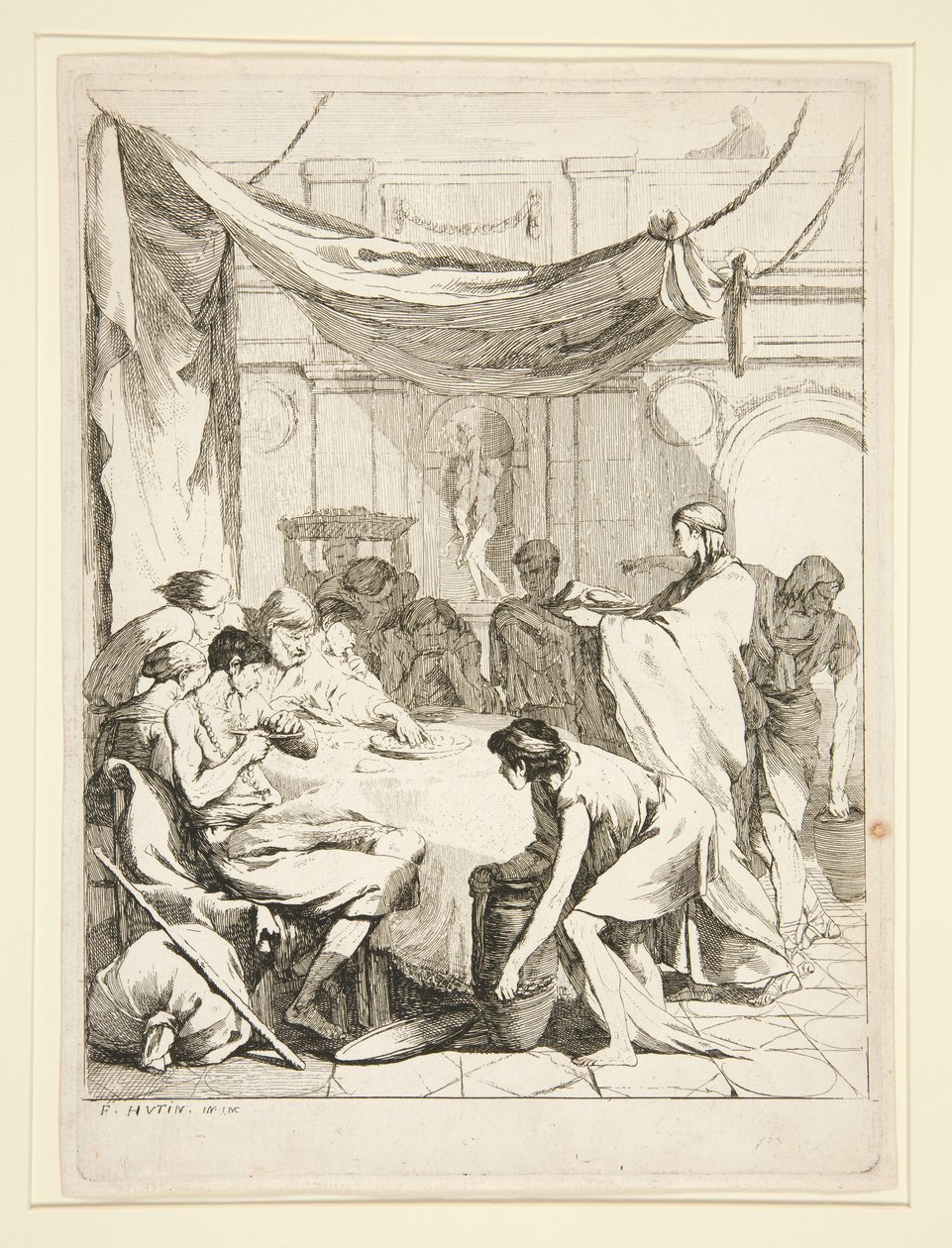 Feeding the Hungry, fra serien Sept Oeuvres de Misericorde af Charles Francois Hutin