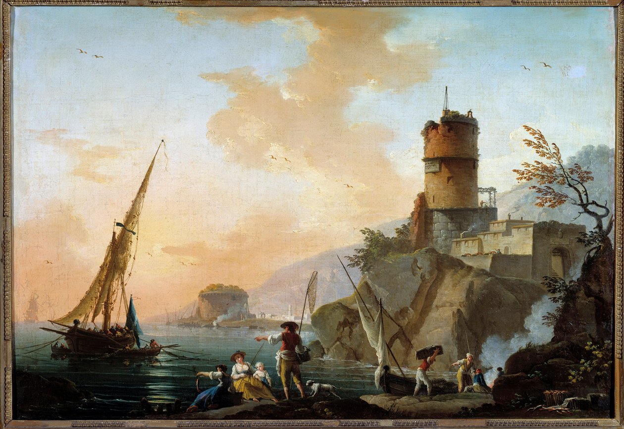 Marine, udsigt over Middelhavet Maleri af Charles Francois Lacroix af Marseille (1720-1779) 1700-tallet søn. 0,61x0,82 m Orleans, Musee des Beaux Arts af Charles Francois Lacroix de Marseille