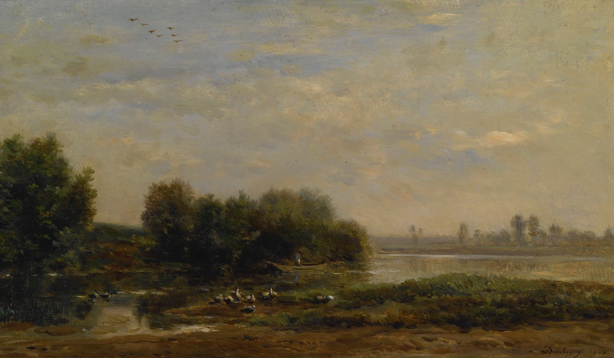 På Oise-floden af Charles Francois Daubigny