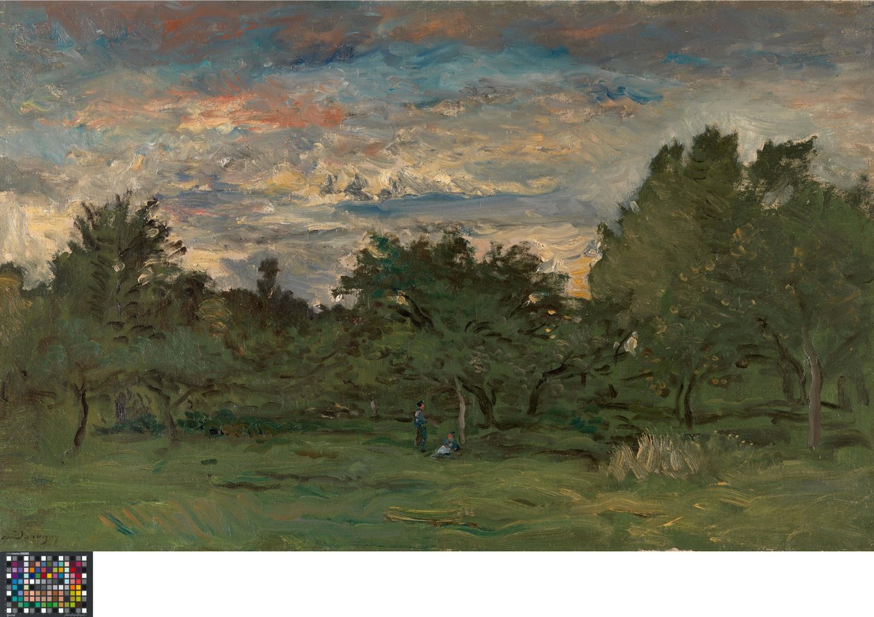 Frugtplantage om natten af Charles Francois Daubigny