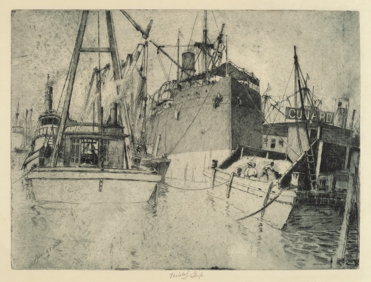 Chelsea Docks, Loading the Ship, 1907. af Charles Frederick William Mielatz
