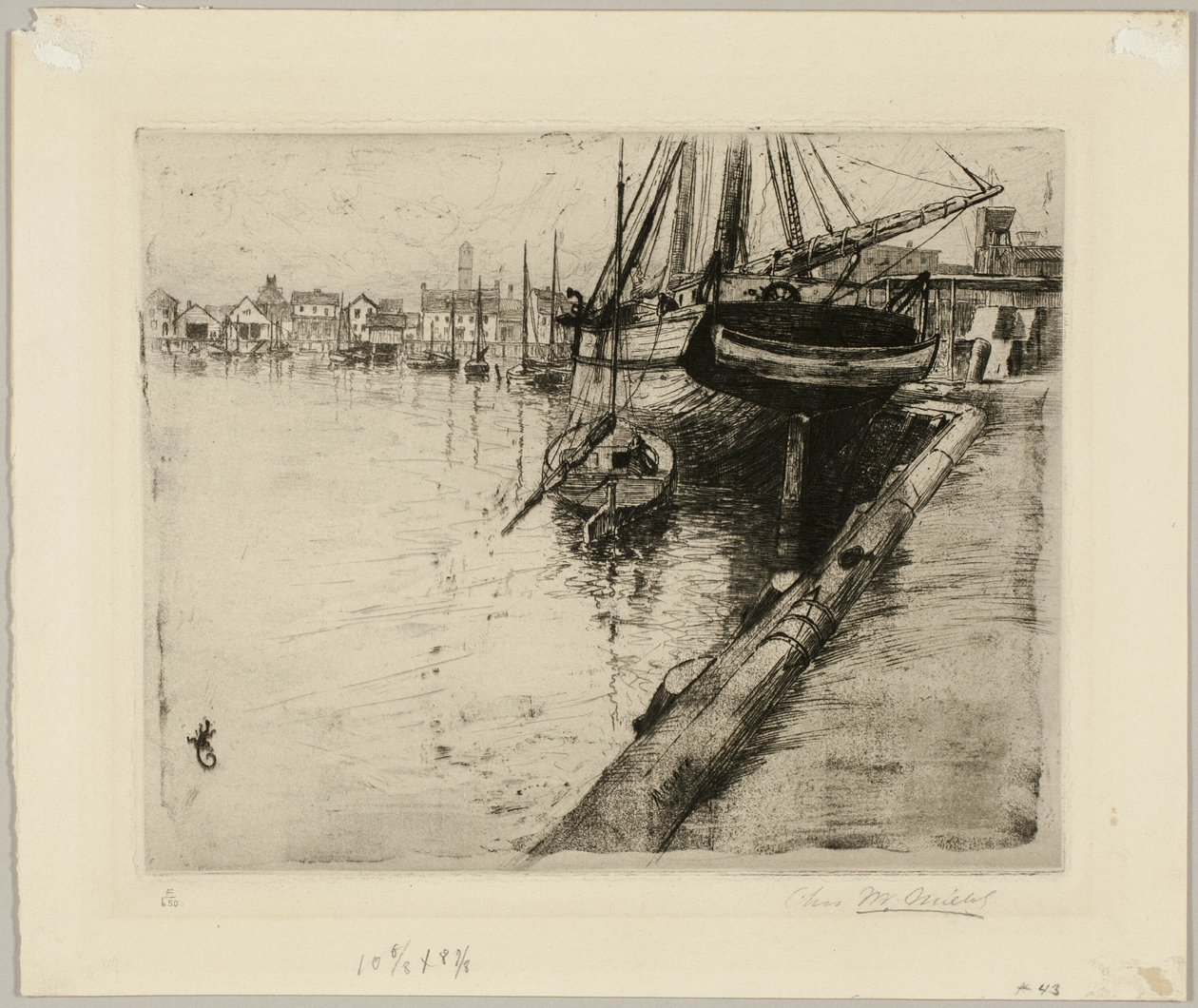 Dok, New York River af Charles Frederick William Mielatz