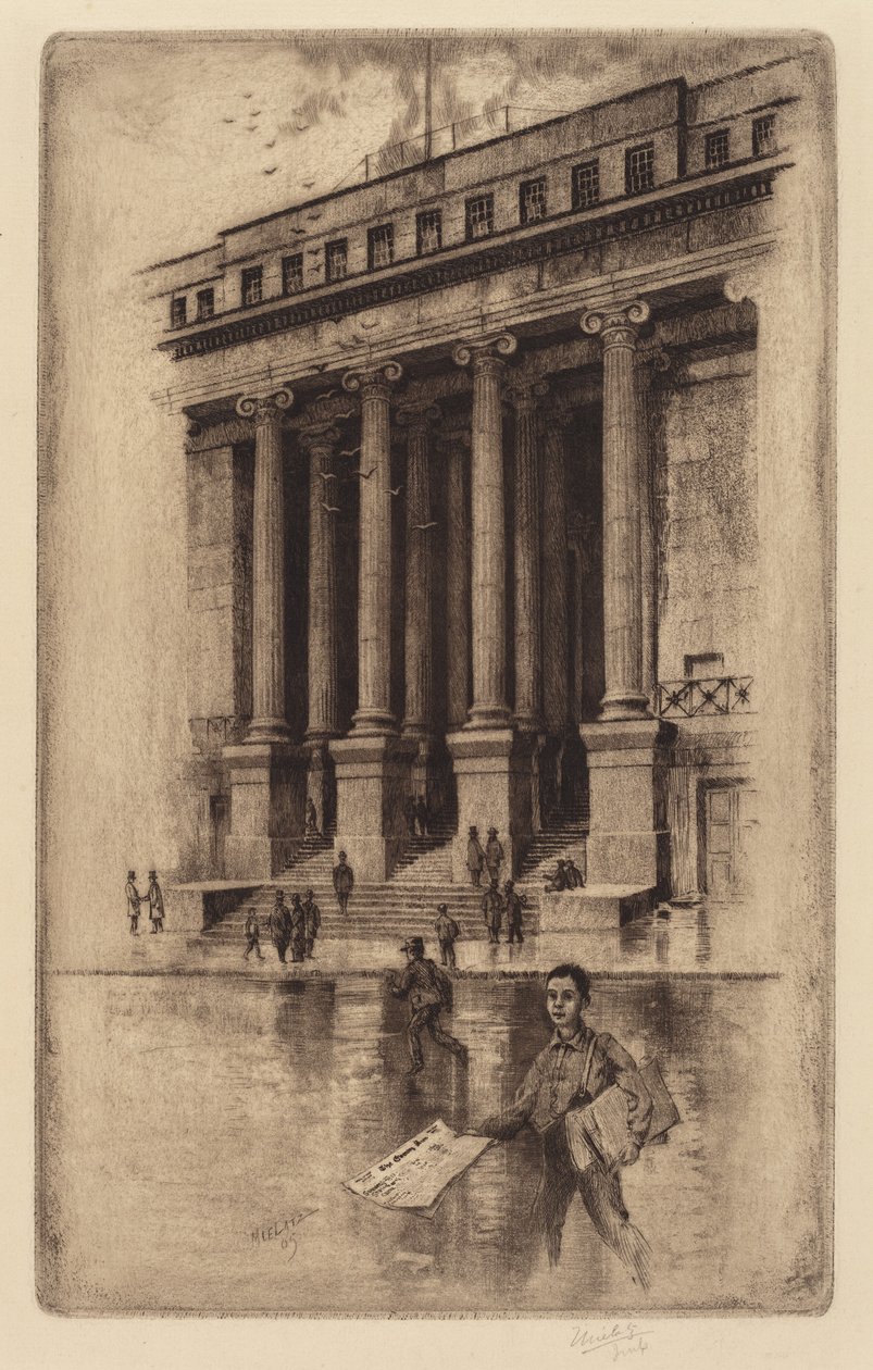 Porch, Old Custom House, Wall Street, 1905. af Charles Frederick William Mielatz