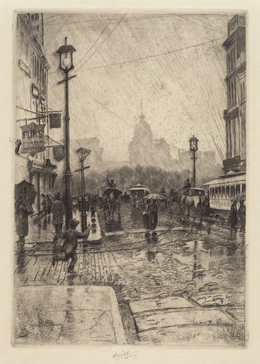Regnvejrsdag, Broadway af Charles Frederick William Mielatz