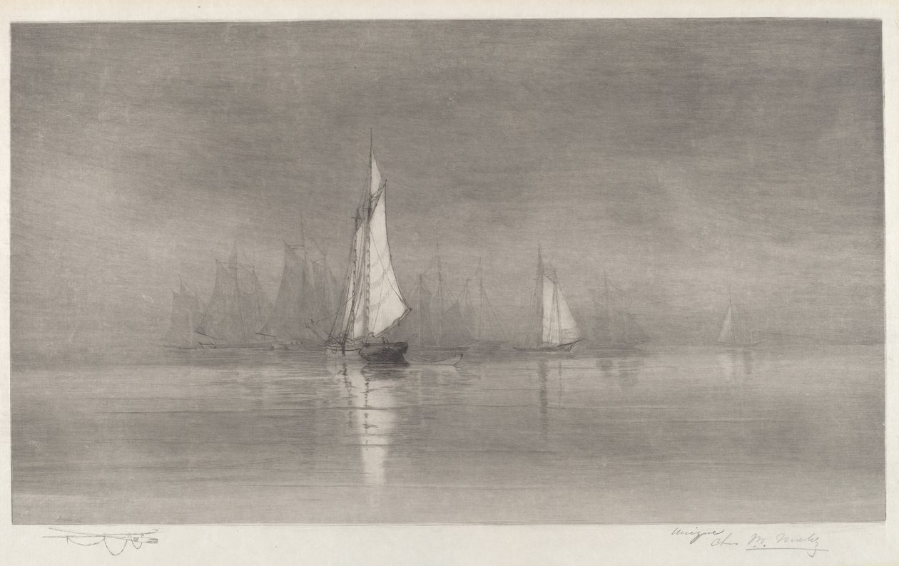 Uden titel (Havnescene med sejlbåde) af Charles Frederick William Mielatz