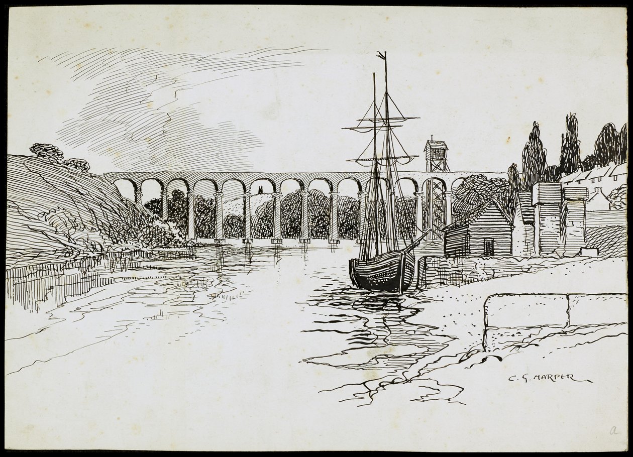 Calstock Viaduct, Cornwall, c1907-c1943 af Charles George Harper
