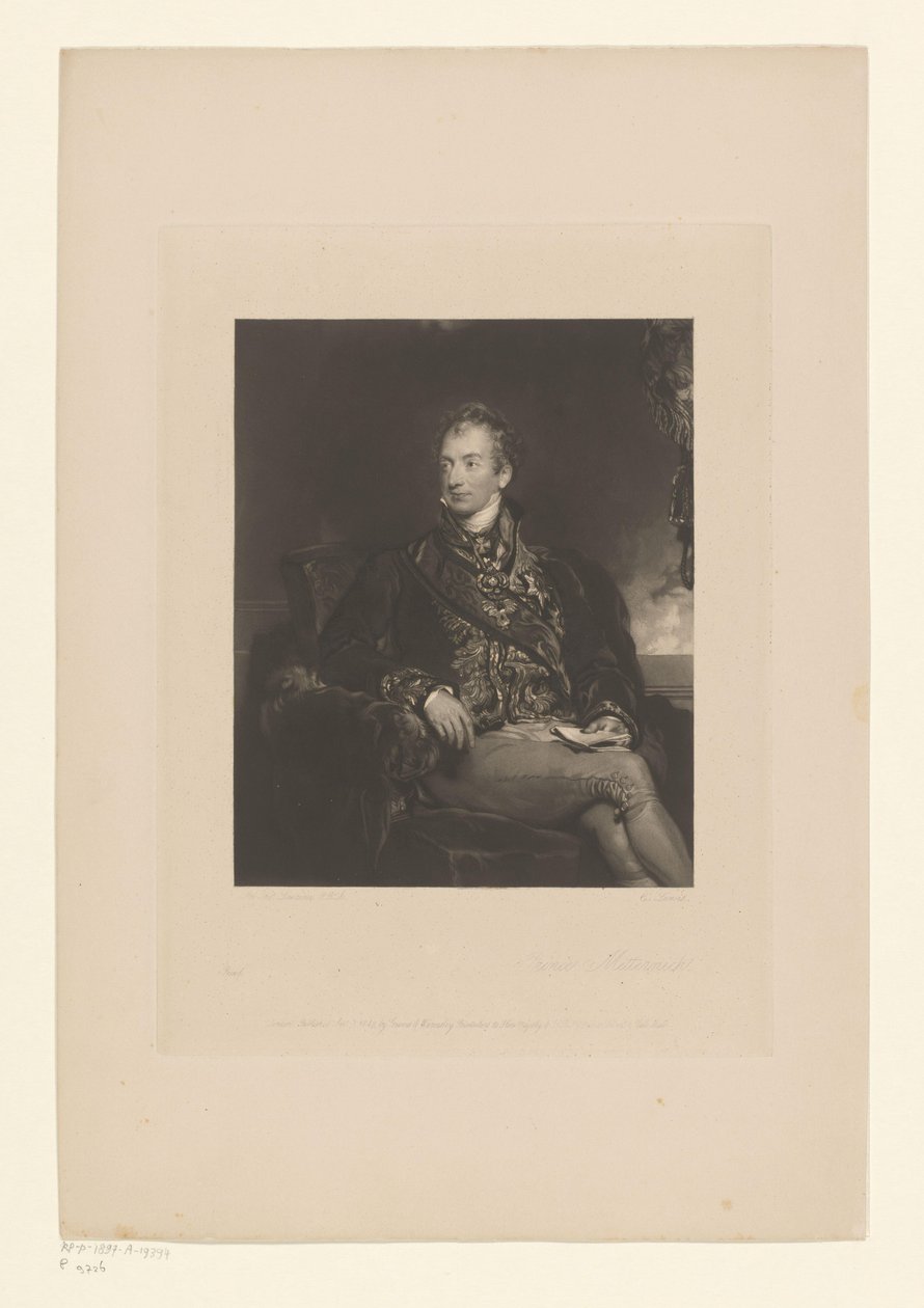 Portræt af Klemens af Metternich Prins Metternich (titel på objekt) af Charles George Lewis