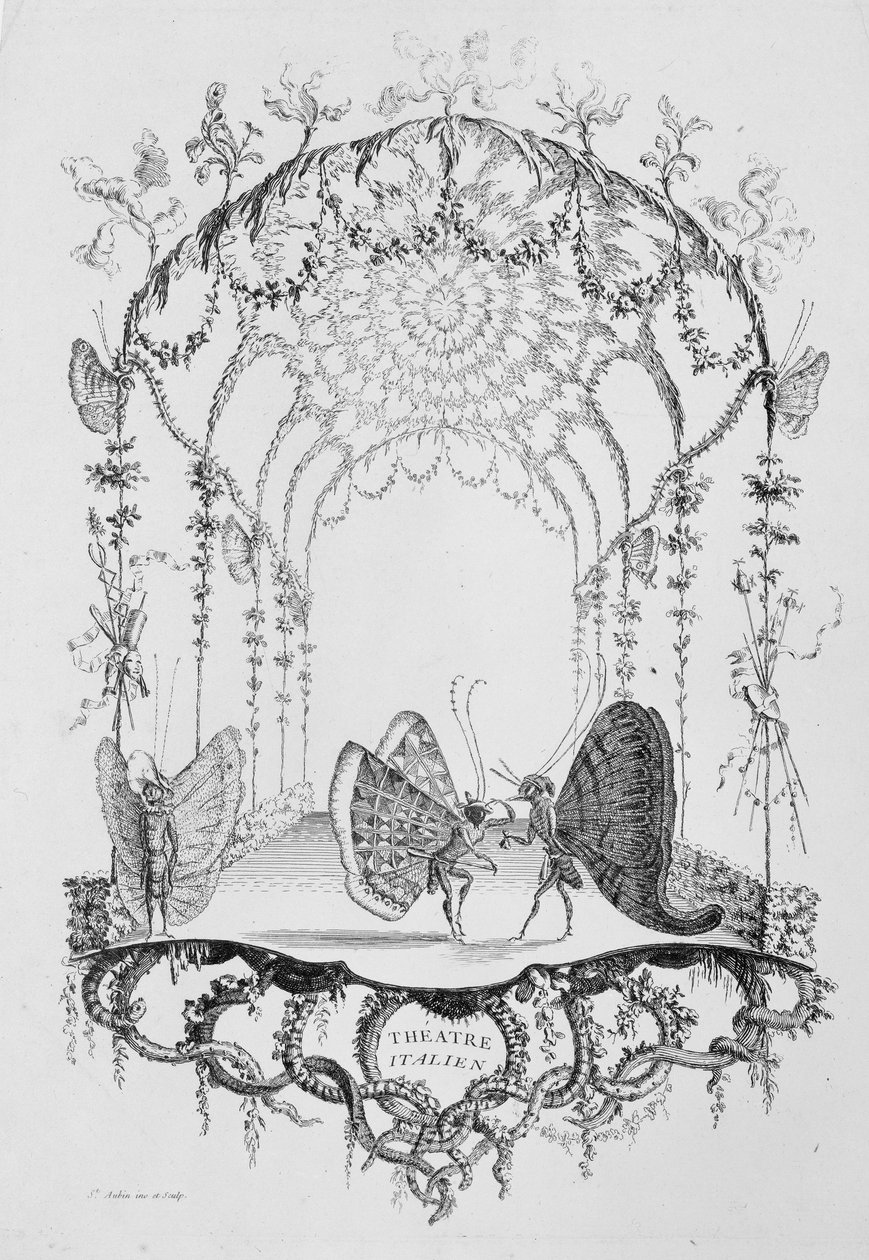 Italian Theatre Italian Theatre, fra Essai de Papilloneries Humaines par Saint A..., ca. 1756-60. af Charles Germain de Saint Aubin