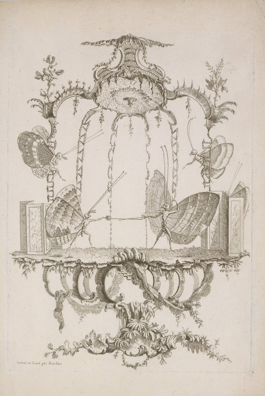 Duellen Duellen, fra Essay on Human Butterflies af Saint Aubin, ca. 1756-60. af Charles Germain de Saint Aubin
