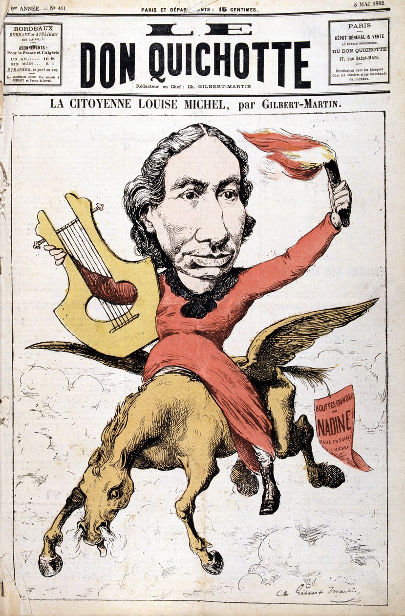 Tegneserie af La Citoyenne Louise Michel - i "" Le Don Quixote""" fra 05/05/1882 af Charles Gilbert Martin