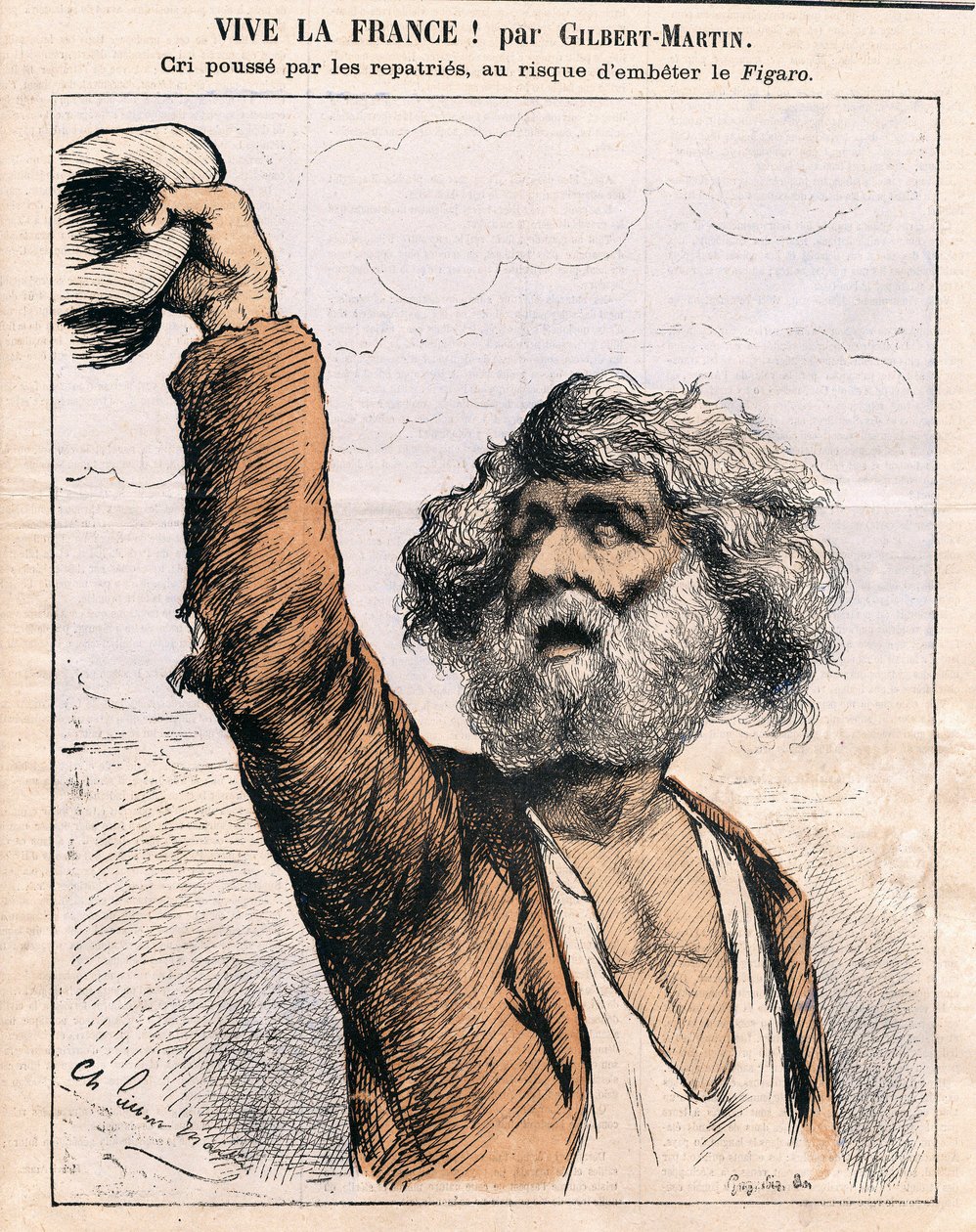 Forside til "" Le Don Quixote"", Satirisk i farver: Længe leve Frankrig - Amnesti, patriation - Illustration af Charles Gilbert-Martin (1839-1905) af Charles Gilbert Martin