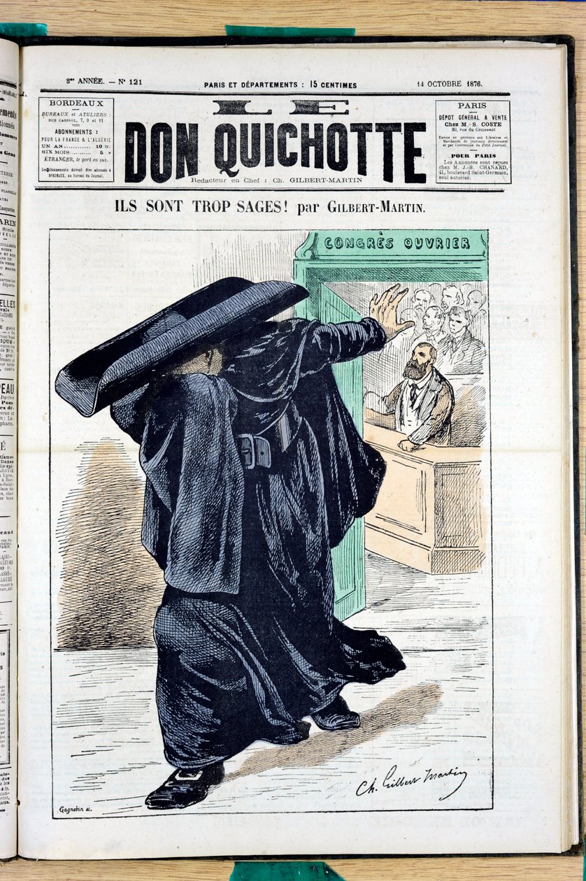 Cover af ""Le Don Quixote"", nummer 121, satirisk i farver af Charles Gilbert Martin