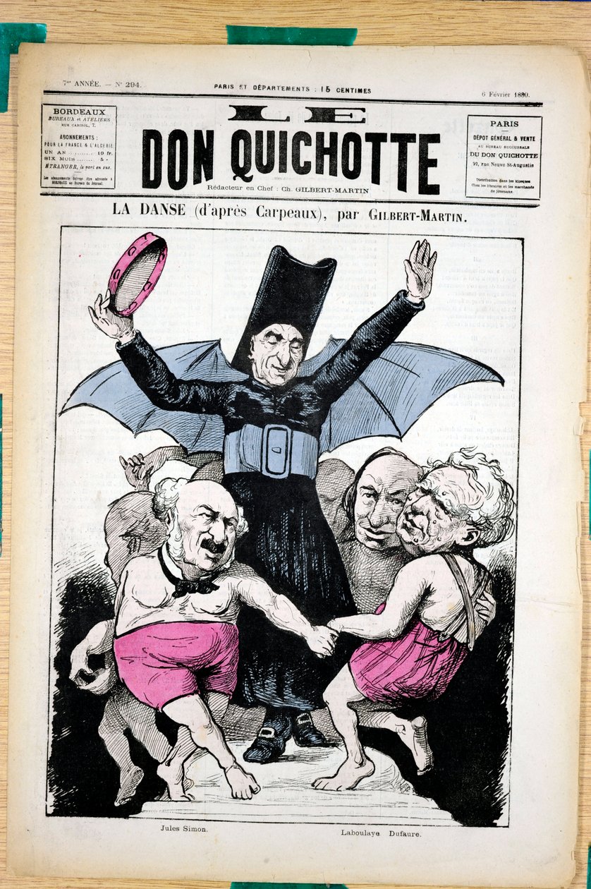 Omslag til ""Le Don Quixote"", nummer 294, Satirisk i farver af Charles Gilbert Martin