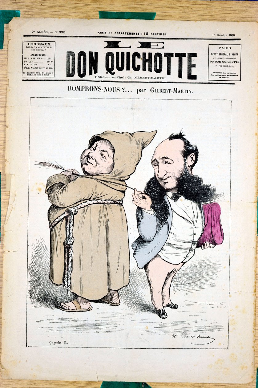 Cover af ""Le Don Quixote"", nummer 330, satirisk i farver af Charles Gilbert Martin