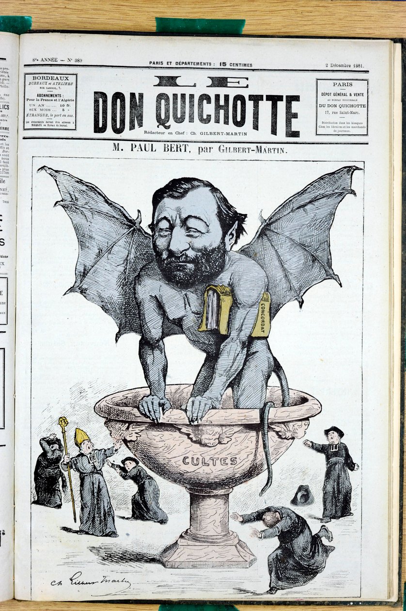 Cover af ""Le Don Quixote"", nummer 389, satirisk i farver af Charles Gilbert Martin
