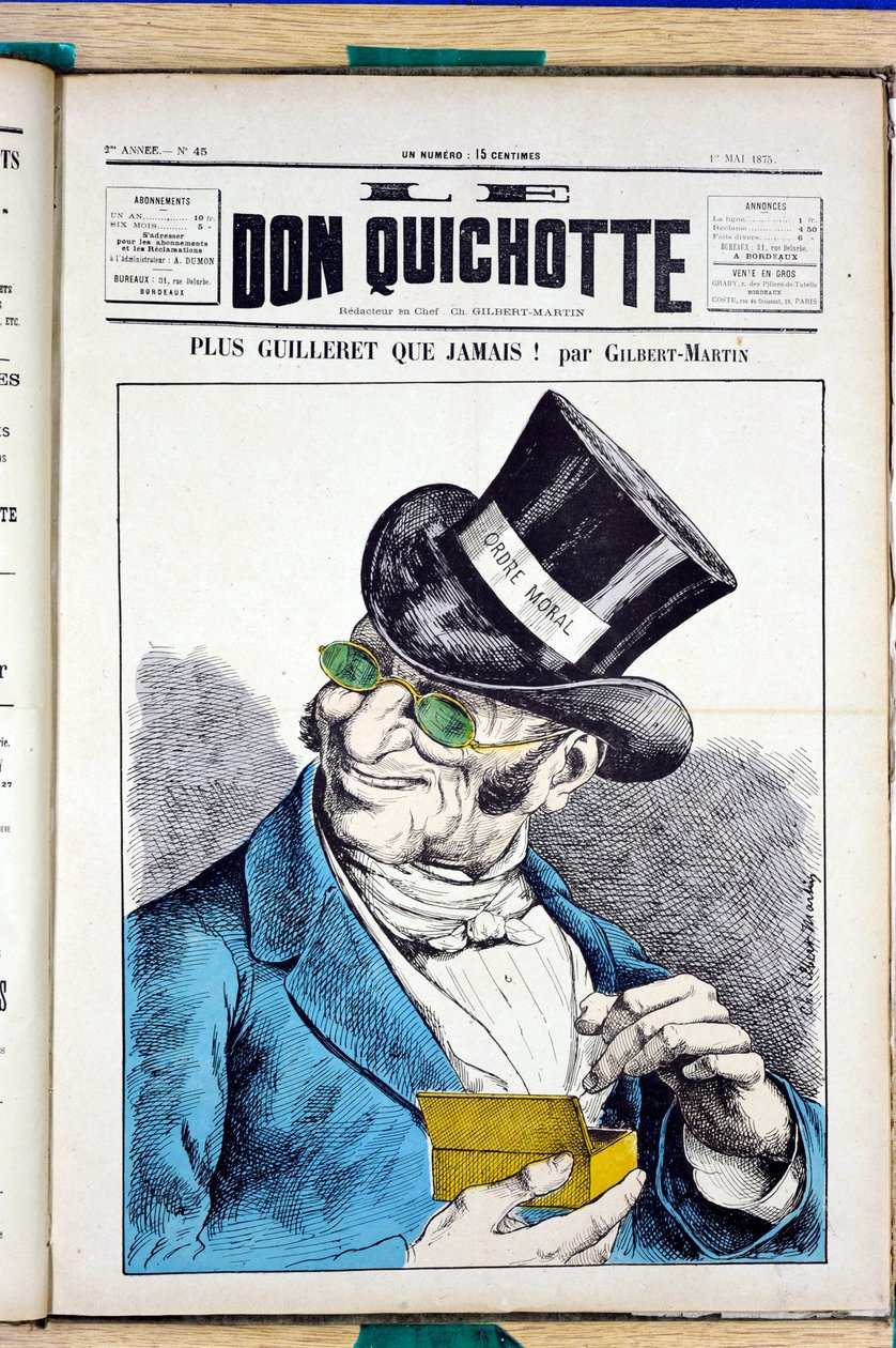 Omslag til "Le Don Quixote", nummer 45, Satirique en Colours af Charles Gilbert Martin