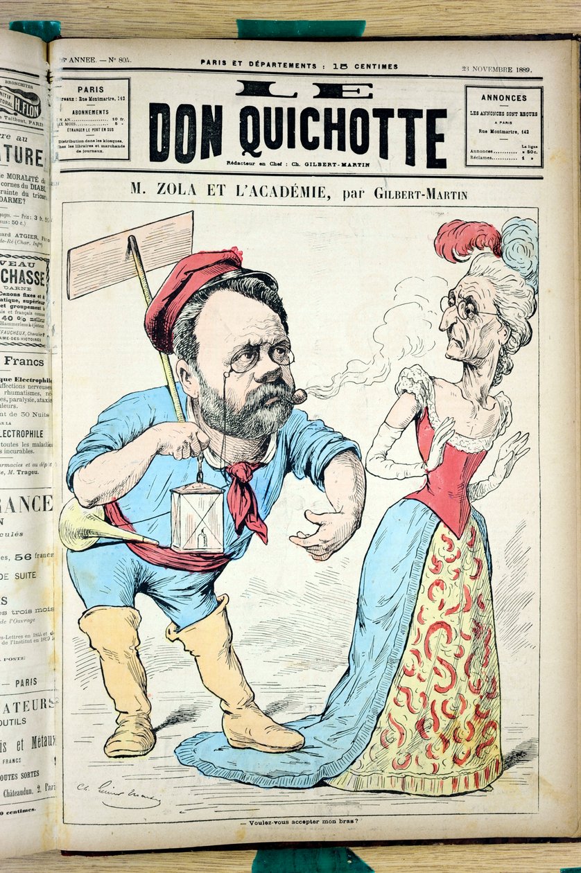 Omslag til "" Don Quixote"", nummer 804, Satirisk i farver af Charles Gilbert Martin
