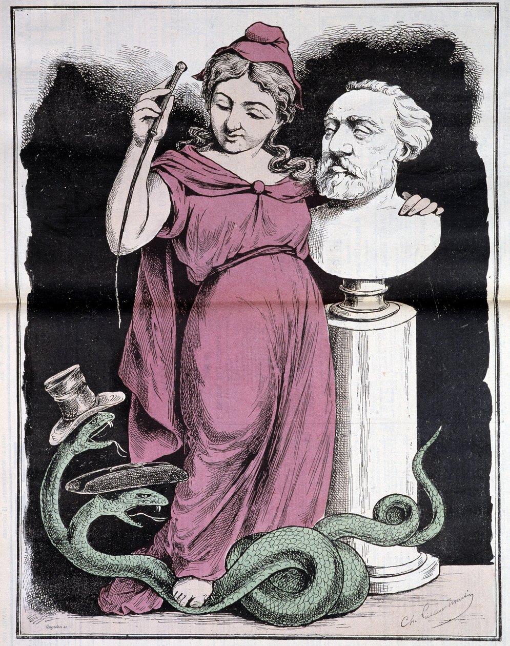 Republikken ved konkurrencen i byen Paris: Mit konkurrenceemne - af Gilbert-Martin (Marianne og Gambetta), i "" Don Quixote", marts 1878 af Charles Gilbert Martin