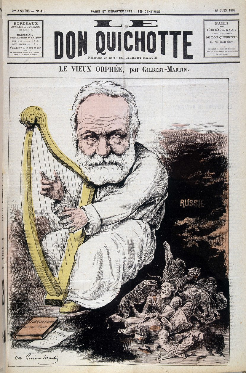 The Old Orpheus: tegneserie om Victor Hugo og Rusland - af Gilbert-Martin (Gilbert Martin), i "" Don Quixote af 23/06/1882 af Charles Gilbert Martin