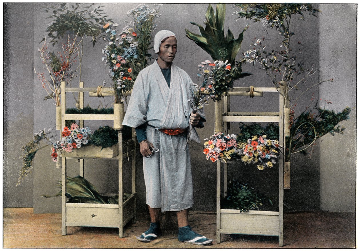Blomsterhandler i Japan, c1890 af Charles Gillot