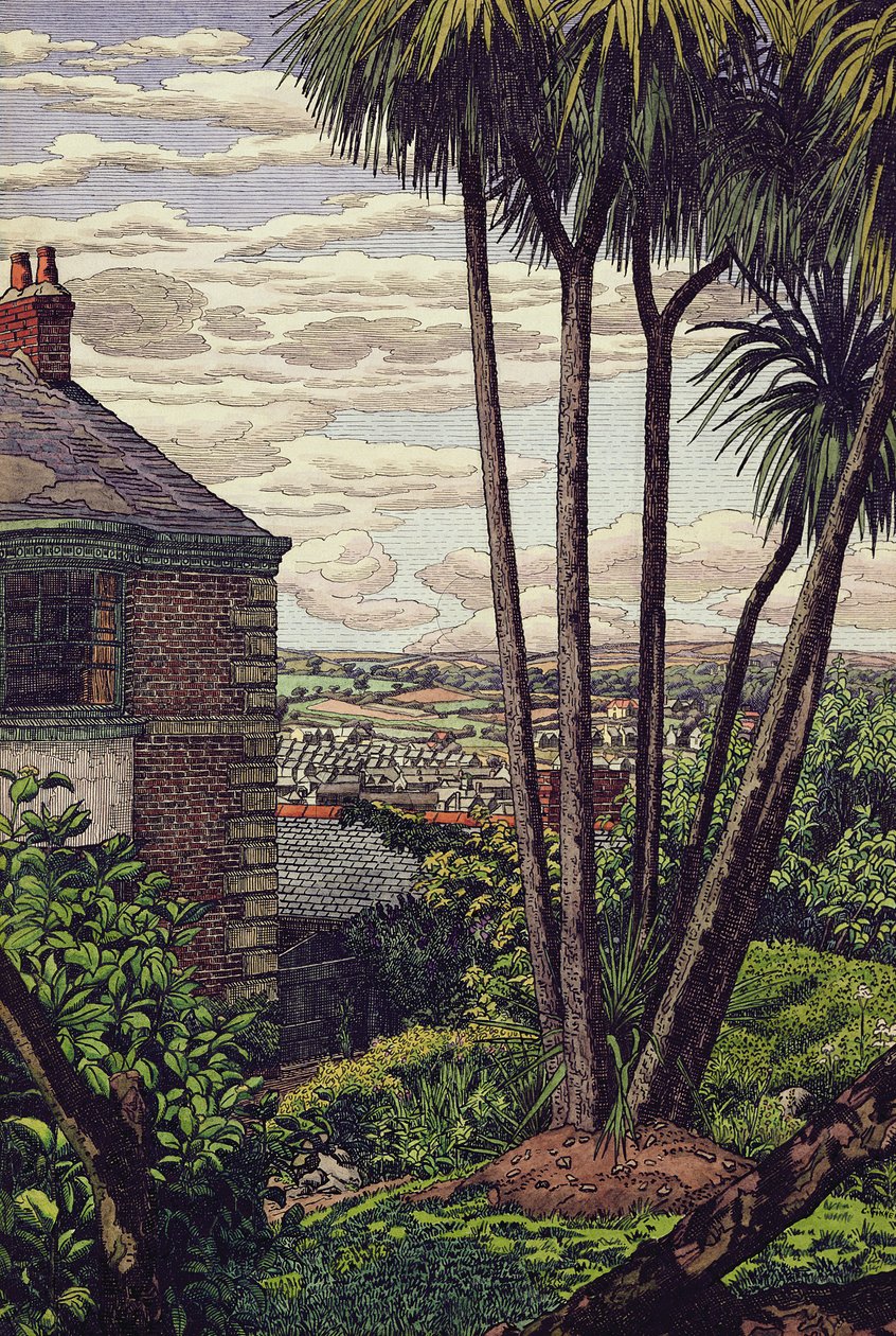 A Newlyn Garden (pen, blæk og akvarel på papir) af Charles Ginner