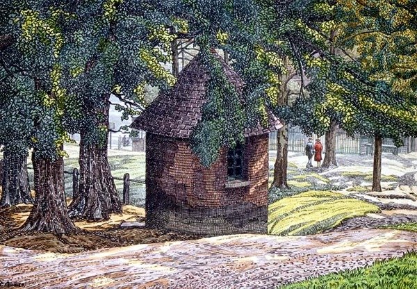 By the Ponds, Hampstead (pen og blæk med vask) af Charles Ginner