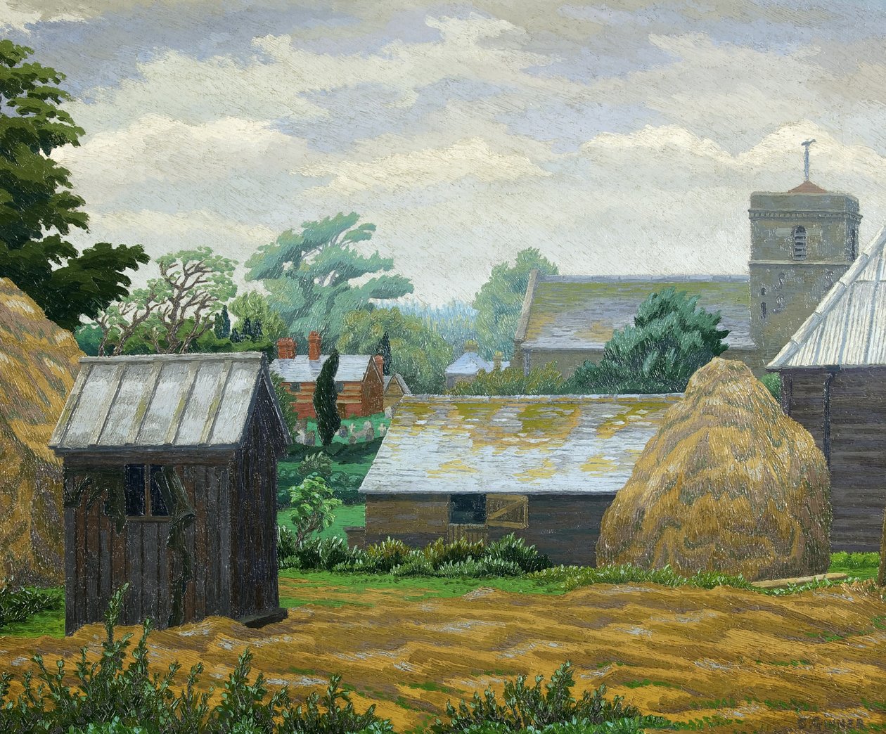 Church Farm, Shipley (olie på lærred) af Charles Ginner