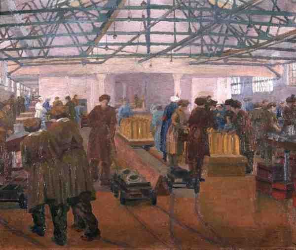 Ammunitionsfabrik (olie på lærred) af Charles Ginner