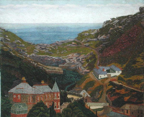 Penally Bridge, Boscastle (olie på lærred) af Charles Ginner