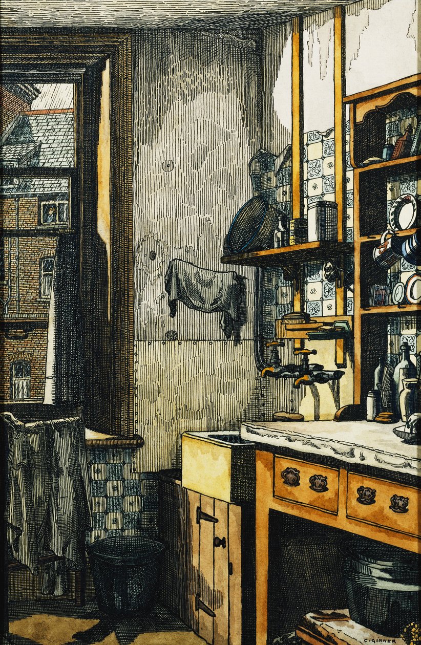 Hjørnet af køkkenet af Charles Ginner