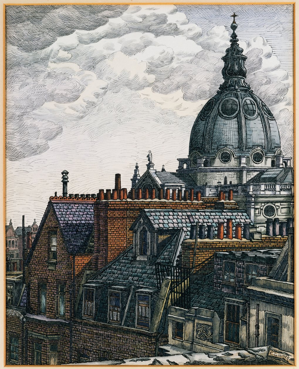 The Dome, Brompton Oratory af Charles Ginner
