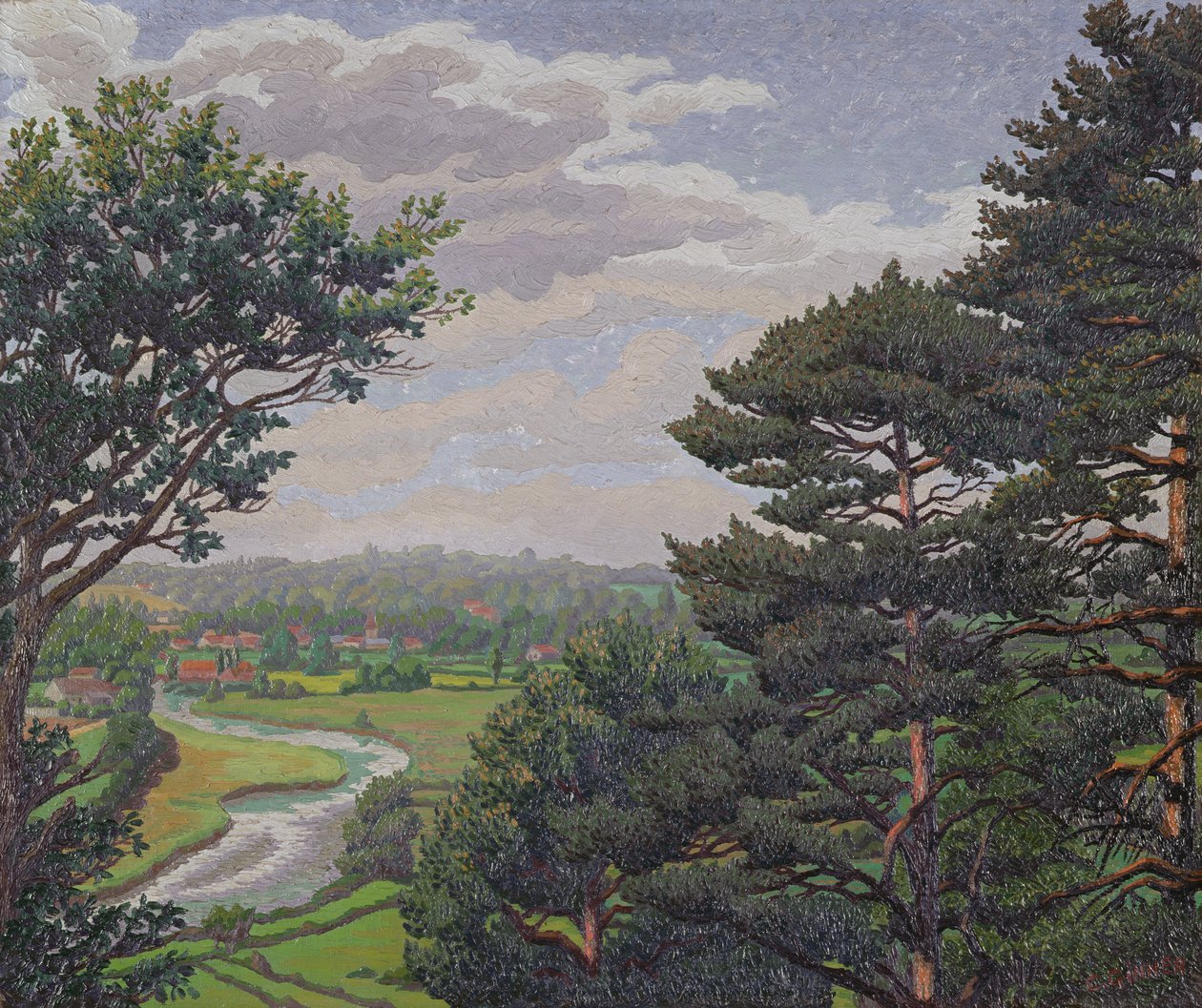 The River Avon, nær Salisbury (olie på lærred) af Charles Ginner