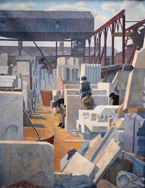 Stenhuggere (olie) af Charles Ginner