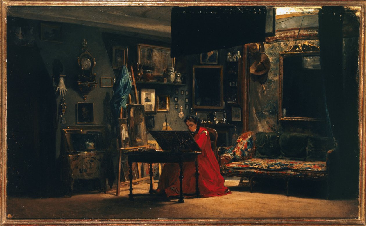 Prinsesse Mathilde (1820-1904) i sit atelier, rue de Courcelles, ca. 1860 (olie på lærred) af Charles Giraud