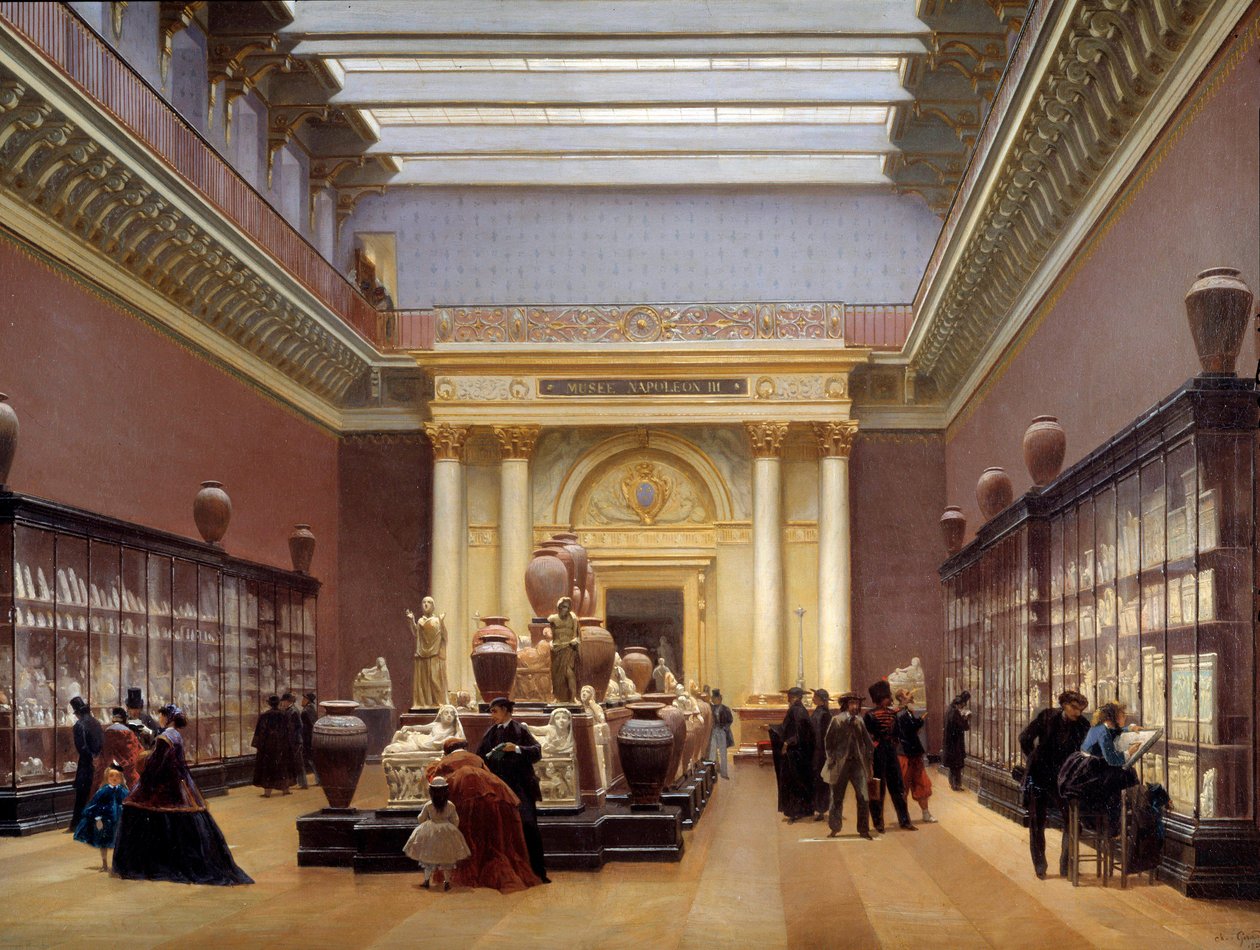 Udsigt over Musee Napoleon III, værelse i terracotta ved Louvre, også kendt som galleriet Campana Painting af Sebastien Charles Giraud (1819-1892) 1866 Søn. 0,97x1,3 m af Charles Giraud