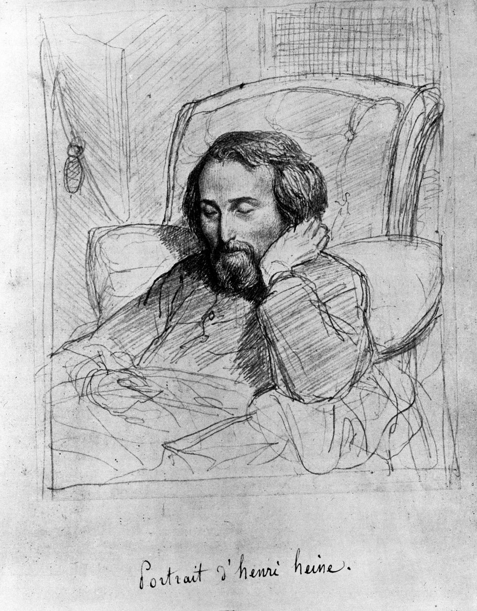 Heinrich Heine (1797-1856), tysk forfatter. Tegning af Charles Gleyre. af Charles Gleyre