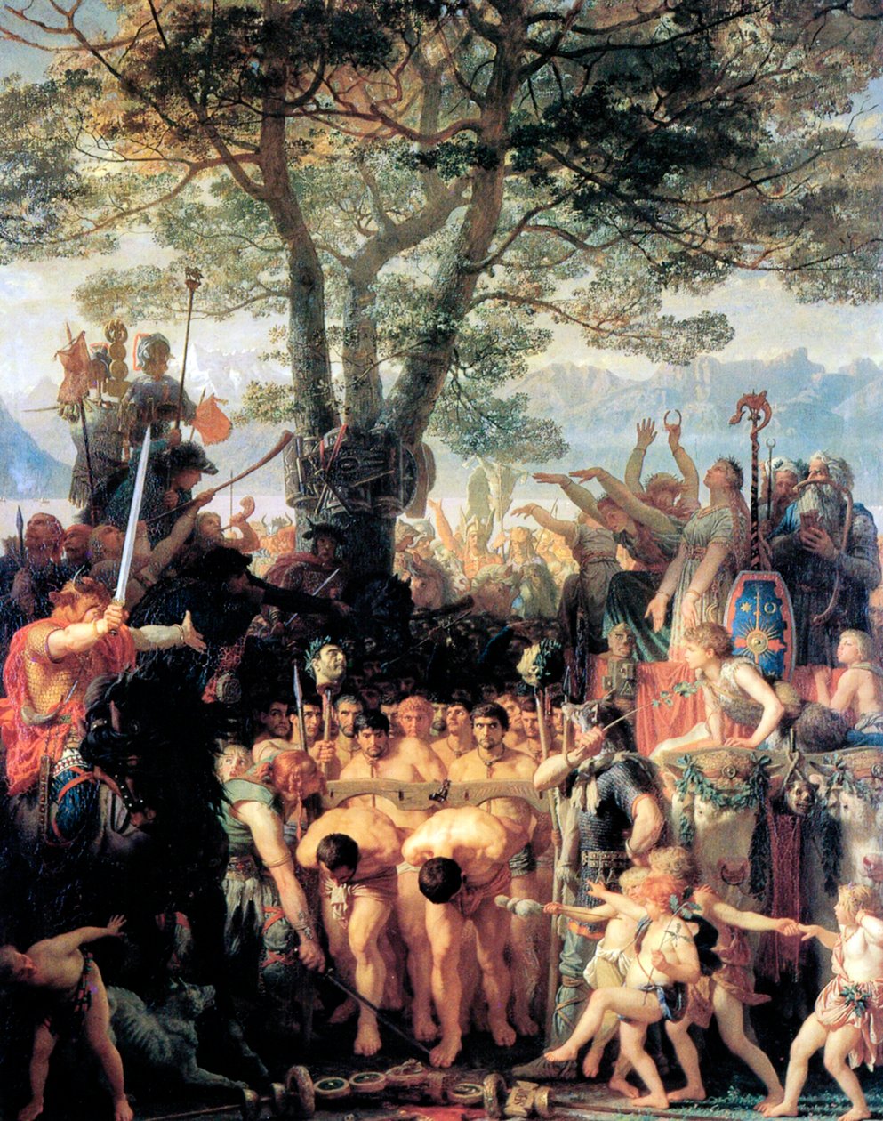Helvetianerne tvinger romerne til at gå under åget, 1858. af Charles Gleyre
