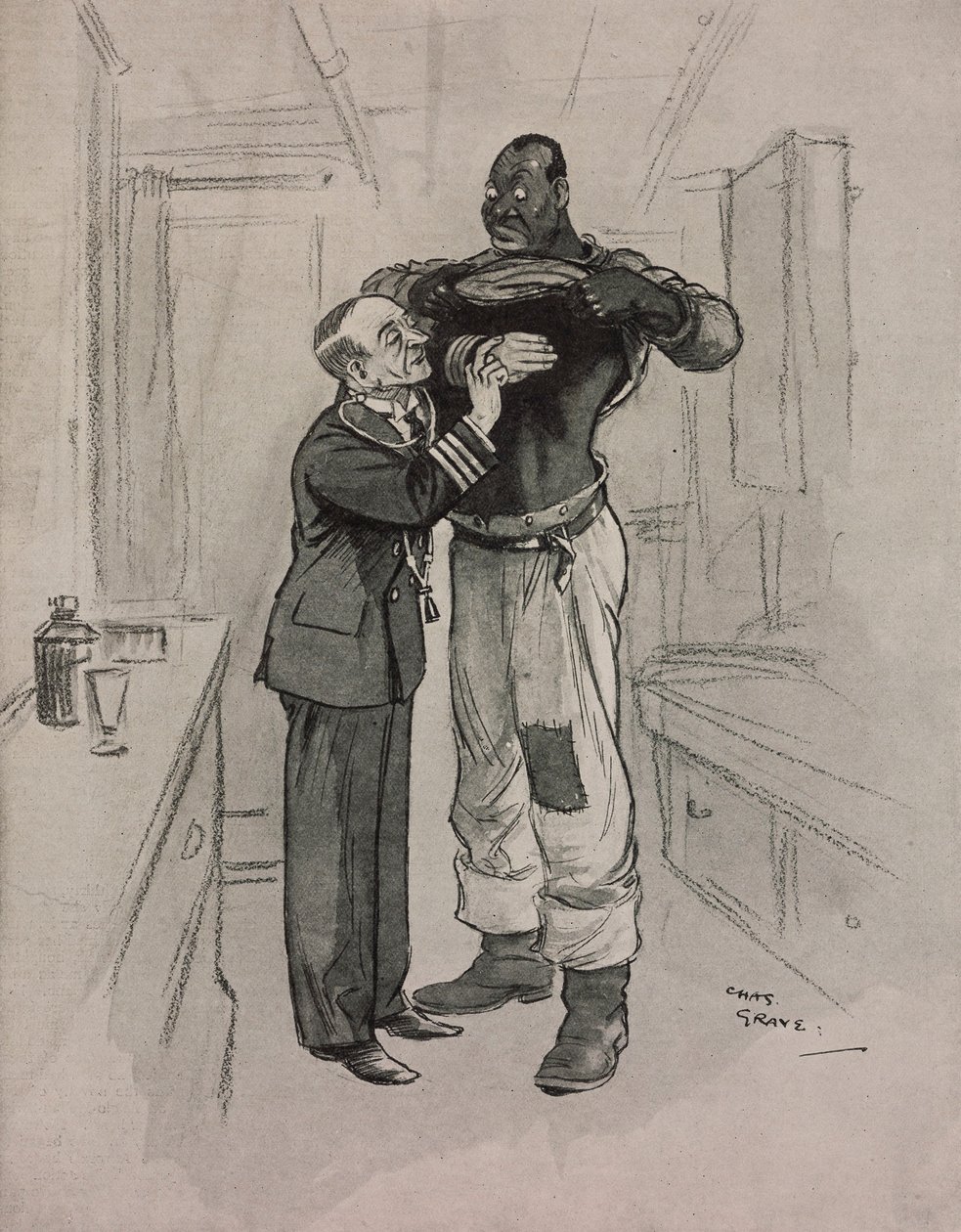 Den sorte pest, en hypokonder, tegneserie af Chas Grave (1886-1944) fra The Tatler, nr. 1415, 8. august af Charles Grave