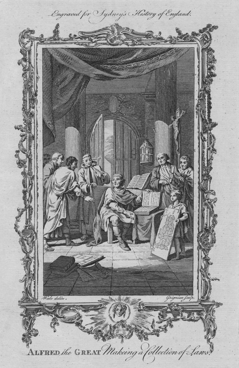 Alfred den Store laver en lovsamling, 1773. af Charles Grignion