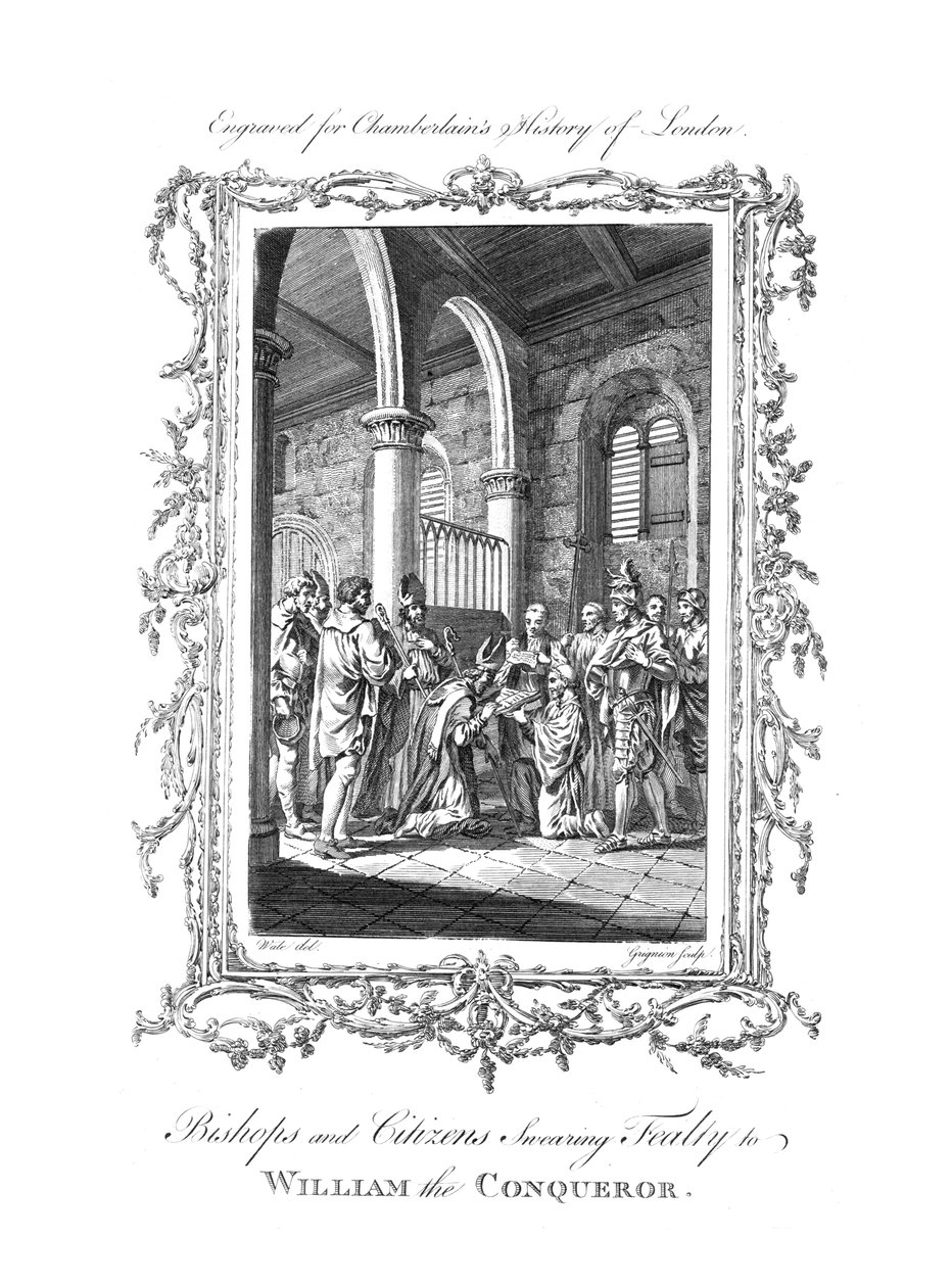 Biskopper og borgere sværger troskab til Vilhelm Erobreren., c1770. af Charles Grignion