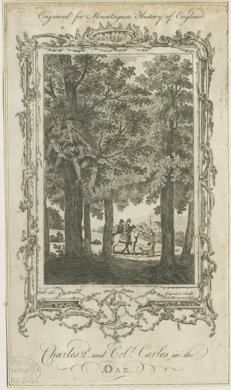 Boscobel - The Royal Oak: engraving, and [? 19th century] dani af Charles Grignion