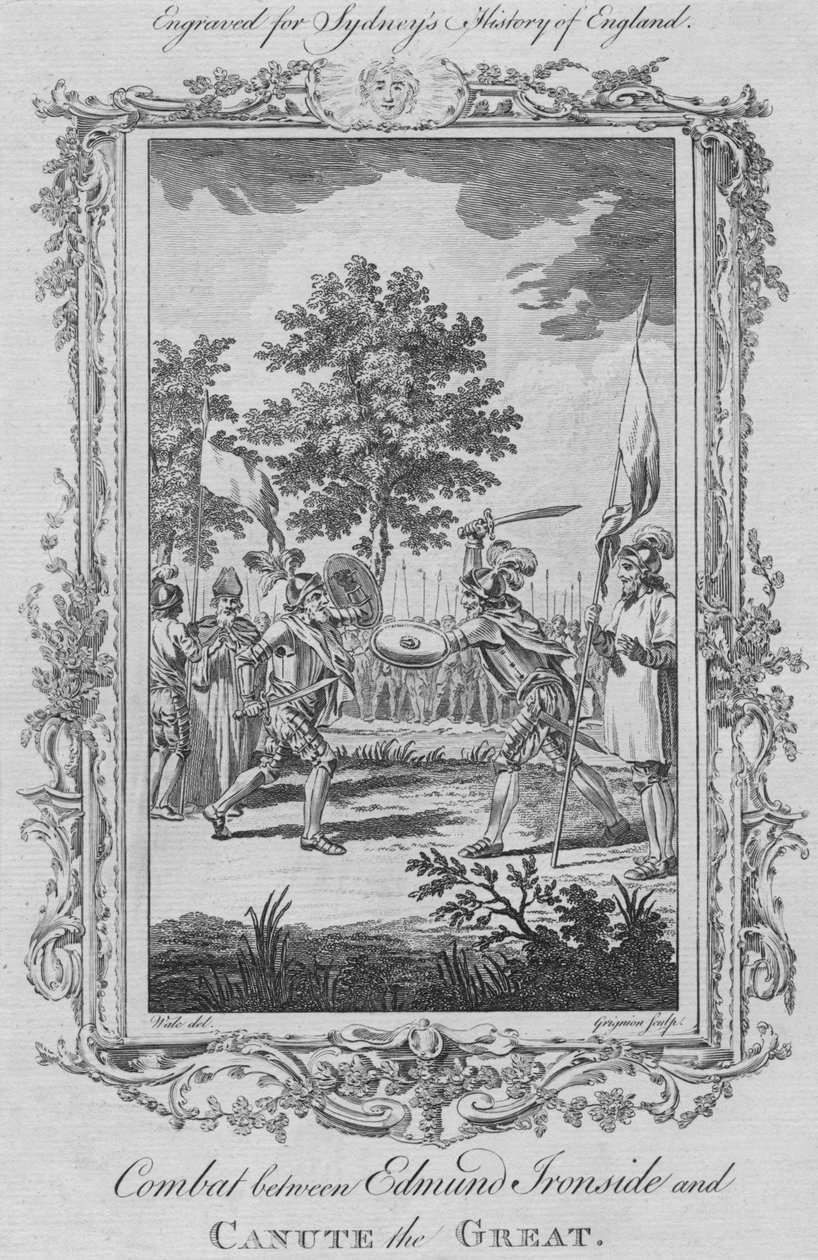 Kamp mellem Edmund Ironside og Knud den Store, 1773. af Charles Grignion