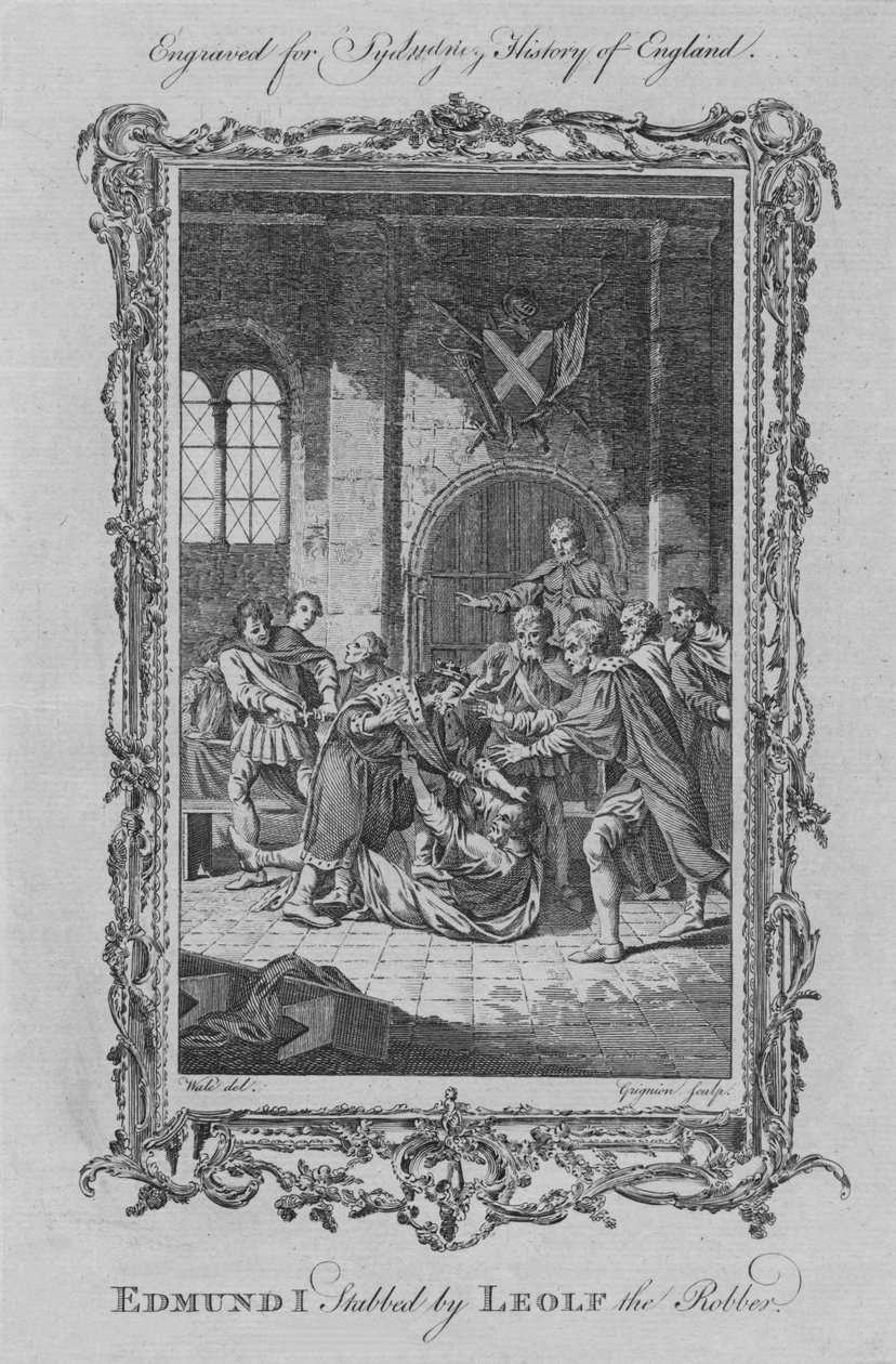 Edmund I stukket af Leolf røveren, 1773. af Charles Grignion
