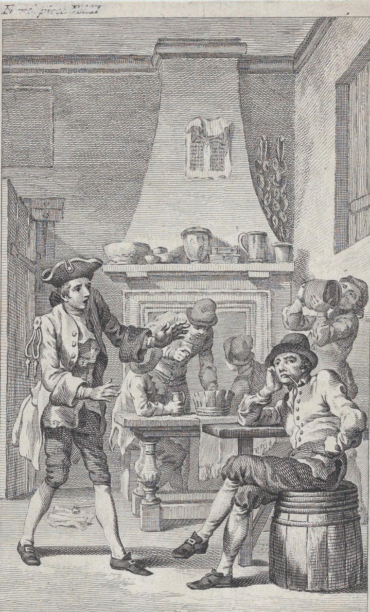Frontispice til Tobias Smolletts Roderick Random, 1748. af Charles Grignion